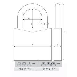 ABUS CANDADO TITALIUM LL.IGUAL 60MM 54TI/60KA