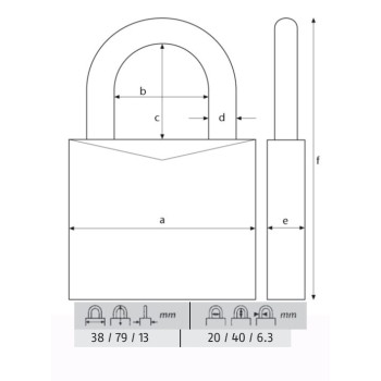 ABUS CANDADO 713/40HB40 KA ARCO L -LLAVES IGUALES